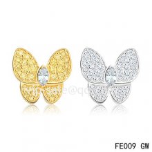 Cheap Van Cleef & Arpels Butterflies White And Yellow Gold Earrings,Diamonds